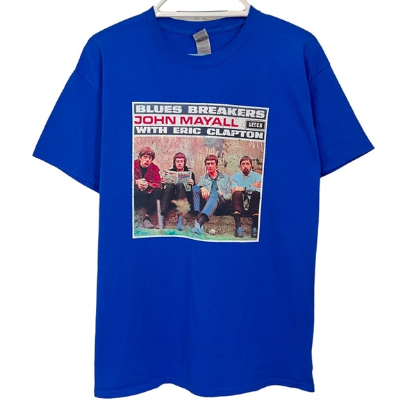 ERIC CLAPTON BLUES BREAKERS JOHN MAYALL RETRO BOOTLEG ROCK MUSIC MERCH TEE LARGE - Picture 1 of 4